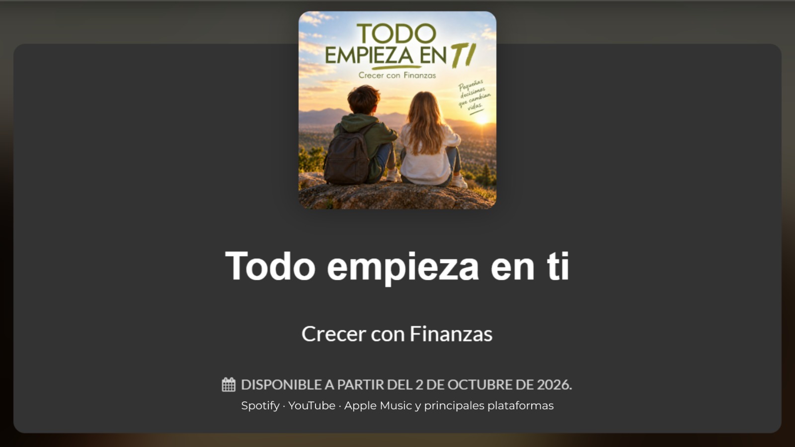 Portada de la canción «Todo empieza en ti» de Crecer con Finanzas